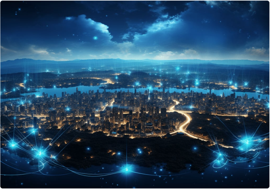 hi tech apocalyptical future cityscape